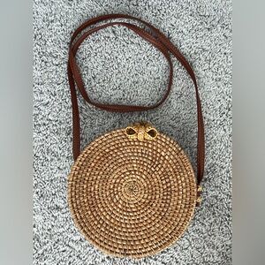 Brown Woven Crossbody Bag